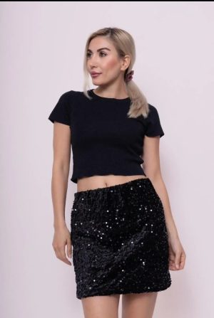 MINI JUPE SEQUINS NOIRE